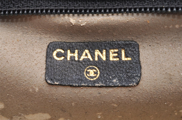 Authentic CHANEL Caviar Skin CC Logo Cosmetic Pouch Purse Black Junk 0552J