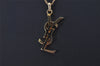 Authentic YVES SAINT LAURENT Logo Motif Necklace Chain Pendant Gold 0552K