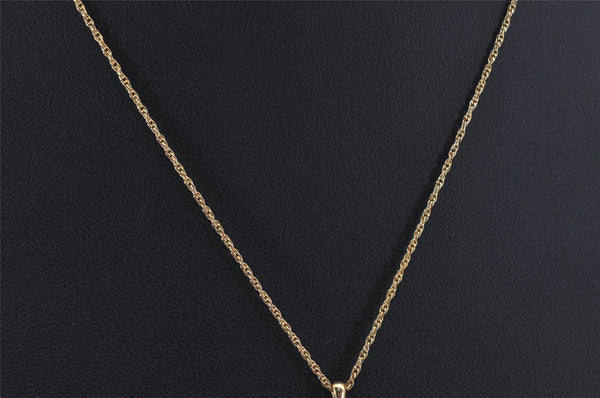 Authentic YVES SAINT LAURENT Logo Motif Necklace Chain Pendant Gold 0552K