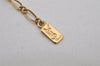 Authentic YVES SAINT LAURENT Logo Motif Necklace Chain Pendant Gold 0552K