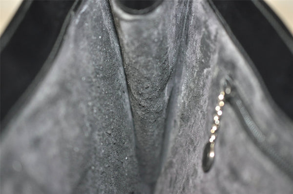 Authentic GUCCI Vintage Horsebit Shoulder Tote Bag Enamel Black Junk 0553I