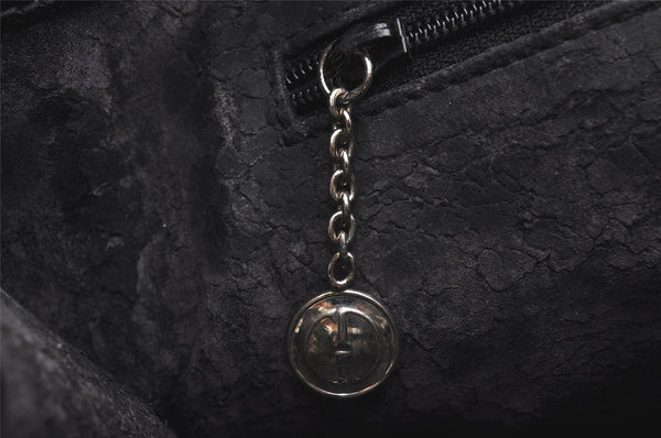 Authentic GUCCI Vintage Horsebit Shoulder Tote Bag Enamel Black Junk 0553I