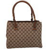 Authentic GUCCI Bamboo Shoulder Hand Bag GG Canvas Leather 112526 Brown 0553J