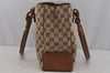 Authentic GUCCI Bamboo Shoulder Hand Bag GG Canvas Leather 112526 Brown 0553J