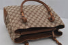 Authentic GUCCI Bamboo Shoulder Hand Bag GG Canvas Leather 112526 Brown 0553J