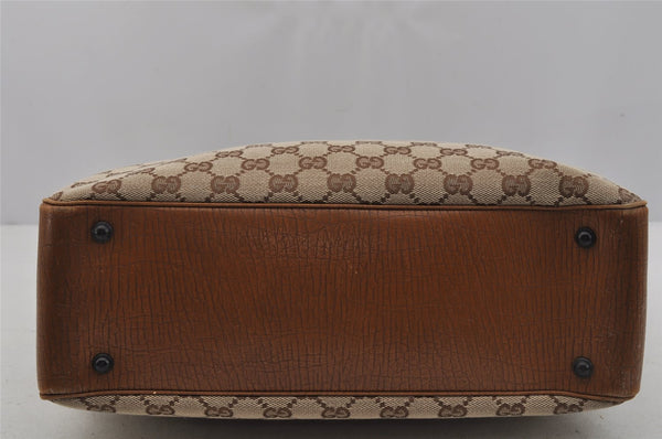 Authentic GUCCI Bamboo Shoulder Hand Bag GG Canvas Leather 112526 Brown 0553J