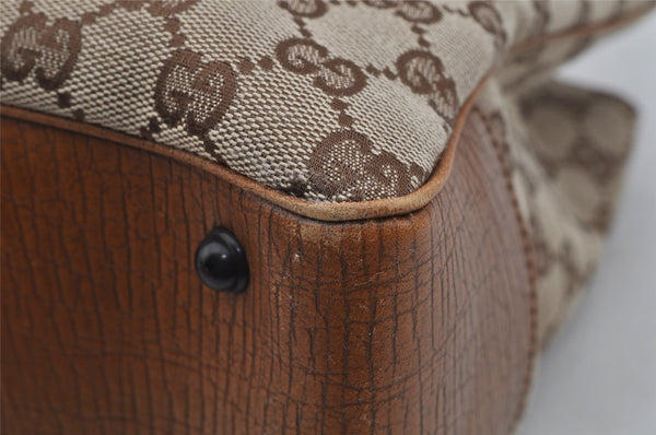 Authentic GUCCI Bamboo Shoulder Hand Bag GG Canvas Leather 112526 Brown 0553J