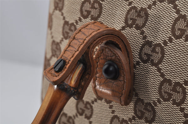 Authentic GUCCI Bamboo Shoulder Hand Bag GG Canvas Leather 112526 Brown 0553J