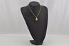 Authentic Christian Dior Gold Tone Chain Rhinestone Pendant Necklace CD 0554K