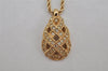 Authentic Christian Dior Gold Tone Chain Rhinestone Pendant Necklace CD 0554K