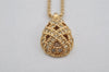 Authentic Christian Dior Gold Tone Chain Rhinestone Pendant Necklace CD 0554K