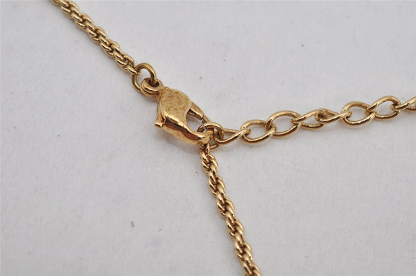 Authentic Christian Dior Gold Tone Chain Rhinestone Pendant Necklace CD 0554K