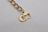 Authentic Christian Dior Gold Tone Chain Rhinestone Pendant Necklace CD 0554K