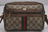 Authentic GUCCI Web Sherry Line Shoulder Cross Bag GG PVC Leather Brown 0555K