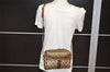 Authentic GUCCI Web Sherry Line Shoulder Cross Bag GG PVC Leather Brown 0555K