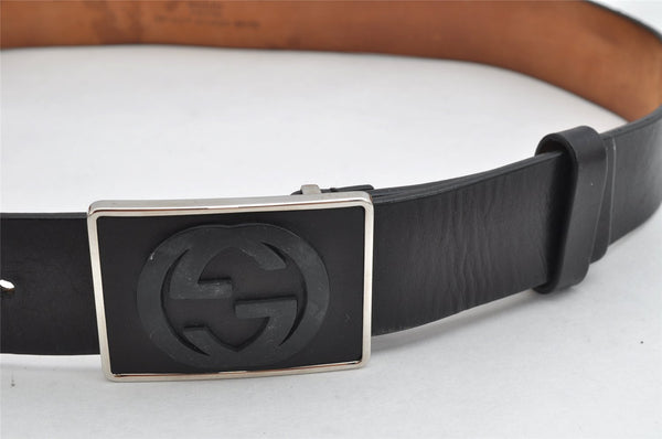 Authentic GUCCI Vintage Belt Leather Size 80cm 31.5" 181469 Black 0557K