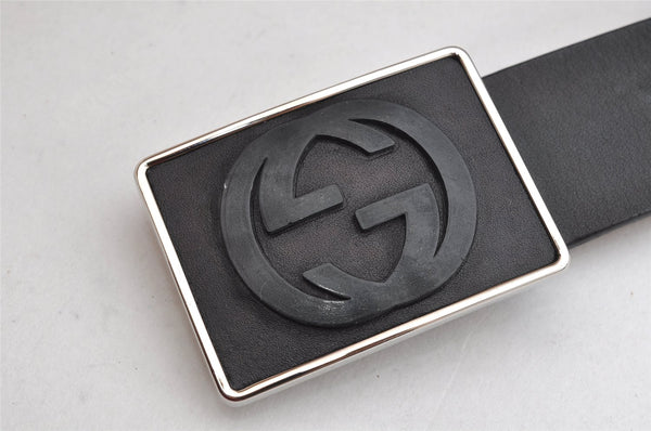 Authentic GUCCI Vintage Belt Leather Size 80cm 31.5" 181469 Black 0557K