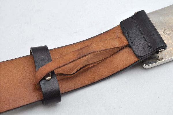 Authentic GUCCI Vintage Belt Leather Size 80cm 31.5" 181469 Black 0557K