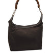 Authentic GUCCI Vintage Bamboo Shoulder Hand Bag Purse Nylon Leather Brown 0558J