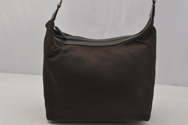 Authentic GUCCI Vintage Bamboo Shoulder Hand Bag Purse Nylon Leather Brown 0558J