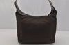 Authentic GUCCI Vintage Bamboo Shoulder Hand Bag Purse Nylon Leather Brown 0558J
