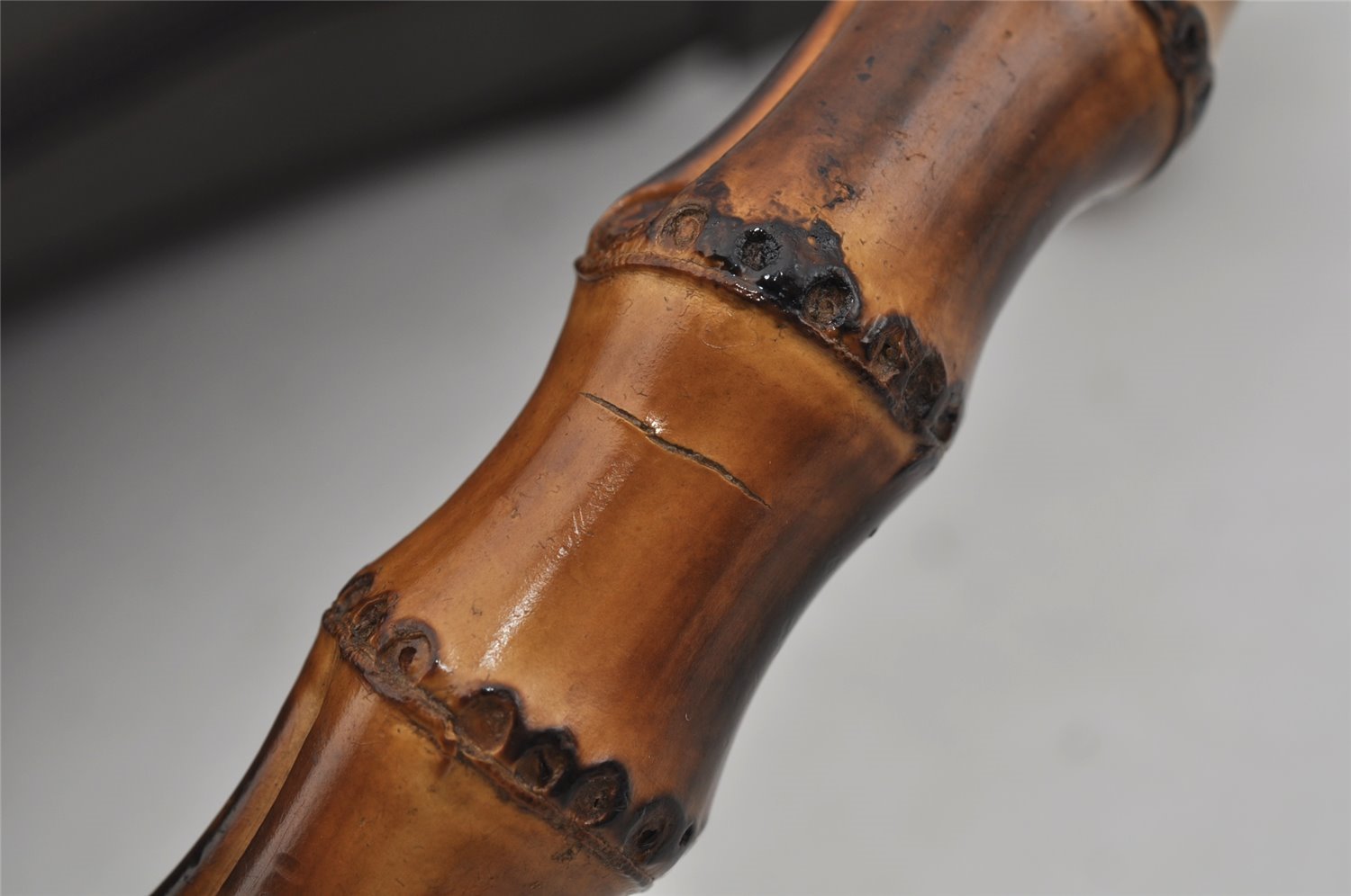 Authentic GUCCI Vintage Bamboo Shoulder Hand Bag Purse Nylon Leather Brown 0558J