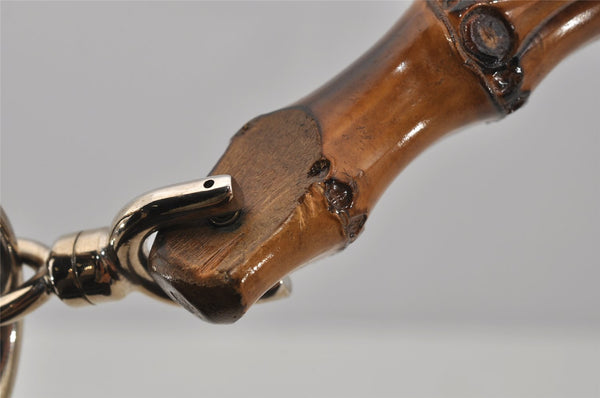 Authentic GUCCI Vintage Bamboo Shoulder Hand Bag Purse Nylon Leather Brown 0558J