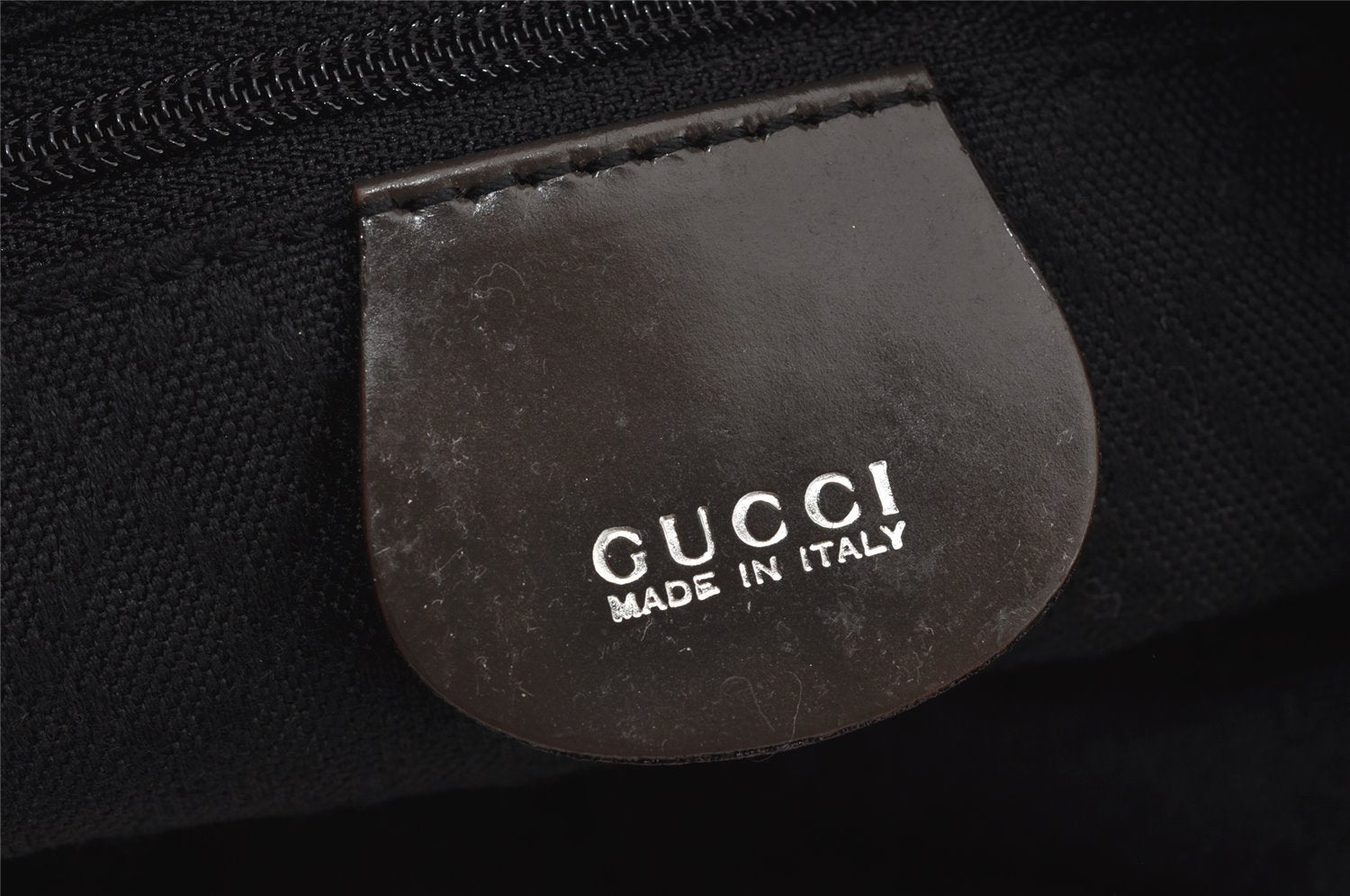 Authentic GUCCI Vintage Bamboo Shoulder Hand Bag Purse Nylon Leather Brown 0558J