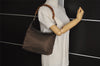 Authentic GUCCI Vintage Bamboo Shoulder Hand Bag Purse Nylon Leather Brown 0558J