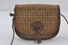 Authentic FENDI Zucchino Shoulder Cross Body Bag Purse PVC Leather Brown 0559J