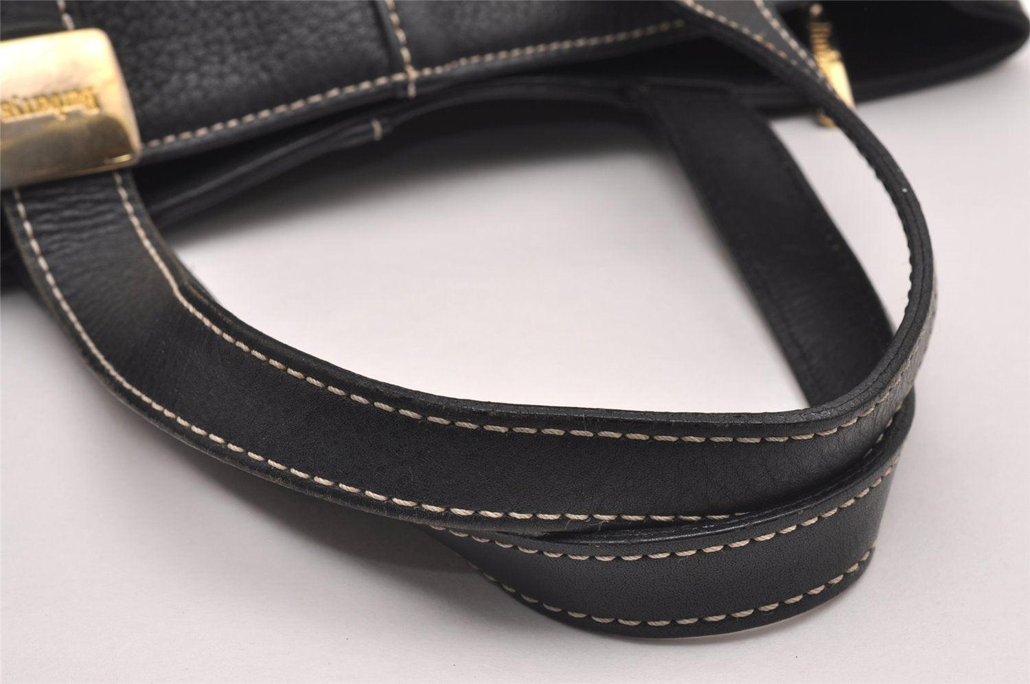 Authentic Burberrys Vintage Leather Shoulder Hand Bag Purse Black 0560J