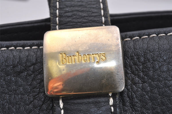 Authentic Burberrys Vintage Leather Shoulder Hand Bag Purse Black 0560J