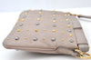 Authentic MIU MIU Studs Leather Shoulder Cross Body Bag Purse Beige 0562J