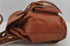 Authentic GUCCI Vintage Bamboo Drawstring Backpack Purse Leather Brown 0563K