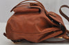 Authentic GUCCI Vintage Bamboo Drawstring Backpack Purse Leather Brown 0563K