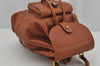 Authentic GUCCI Vintage Bamboo Drawstring Backpack Purse Leather Brown 0563K