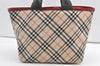 Authentic BURBERRY BLUELABEL Check Nylon Leather Tote Hand Bag Beige 0565K