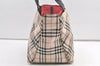 Authentic BURBERRY BLUELABEL Check Nylon Leather Tote Hand Bag Beige 0565K