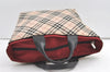 Authentic BURBERRY BLUELABEL Check Nylon Leather Tote Hand Bag Beige 0565K