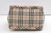 Authentic BURBERRY BLUELABEL Check Nylon Leather Tote Hand Bag Beige 0565K
