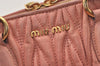 Authentic MIU MIU Matelasse Leather 2Way Shoulder Hand Bag Purse Pink 0566J