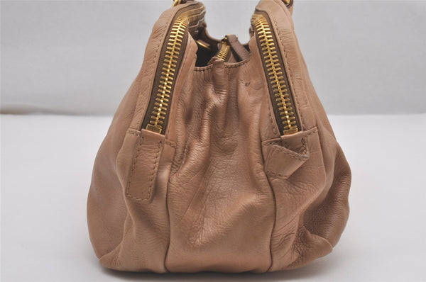 Authentic MIU MIU Leather 2Way Shoulder Hand Bag Purse Beige 0567J