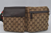 Authentic GUCCI Web Sherry Line Waist Bag GG Canvas Leather 28566 Brown 0568J