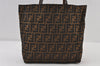 Authentic FENDI Zucca Vintage Shoulder Tote Bag Purse Canvas Brown 0570J