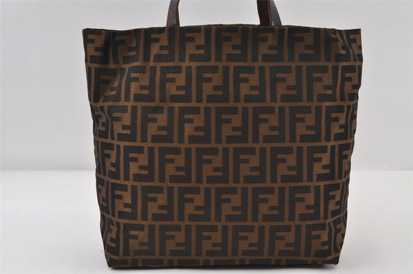 Authentic FENDI Zucca Vintage Shoulder Tote Bag Purse Canvas Brown 0570J