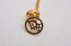 Authentic Christian Dior Logo Motif Chain Tie Tack Pin Gold Tone CD 0570K