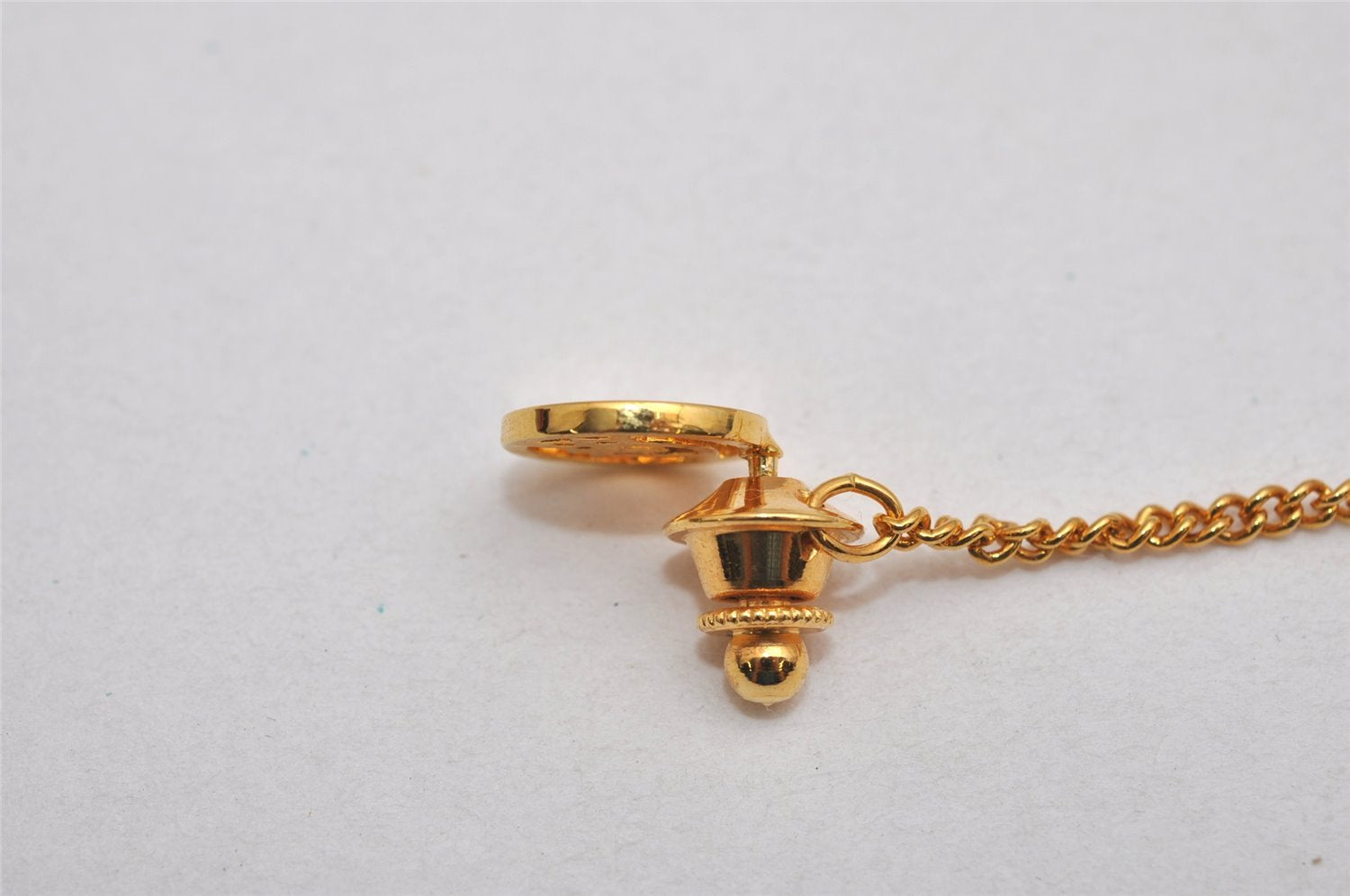 Authentic Christian Dior Logo Motif Chain Tie Tack Pin Gold Tone CD 0570K