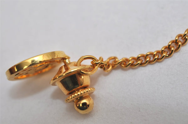 Authentic Christian Dior Logo Motif Chain Tie Tack Pin Gold Tone CD 0570K
