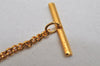 Authentic Christian Dior Logo Motif Chain Tie Tack Pin Gold Tone CD 0570K