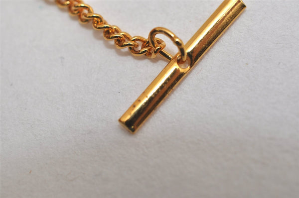 Authentic Christian Dior Logo Motif Chain Tie Tack Pin Gold Tone CD 0570K